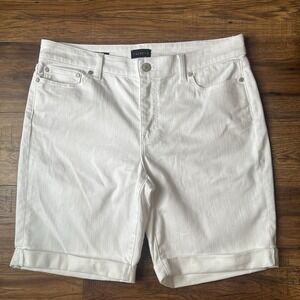 Talbots Womens Flawless‎ Denim White Girlfriend Shorts Cuffed 8 Classic Nautical